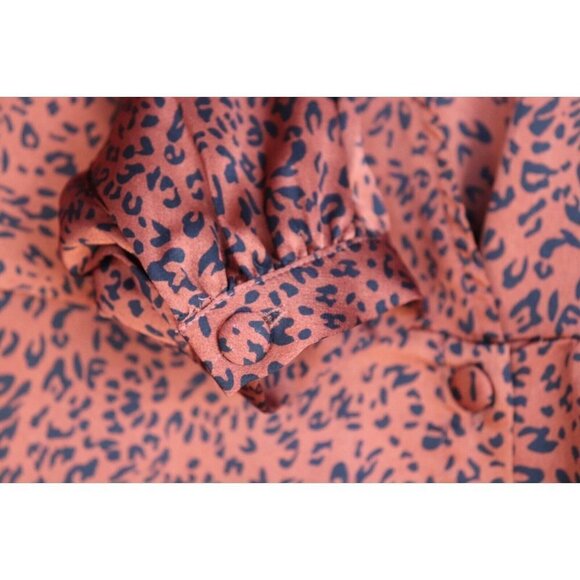 Heartloom Womens Medium Bronze Emmy Dress Leopard Scoop Neck Satin Mini $190 NWT - Picture 6 of 9